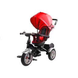 Tricicleta cu pedale pentru copii, cu scaun rotativ si copertina rosie, leantoys, 7671