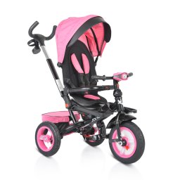Tricicleta byox jockey cu sezut reversibil, pozitie de somn, muzica si lumini - roz