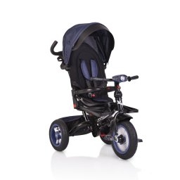 Tricicleta byox jockey cu sezut reversibil, pozitie de somn, muzica si lumini - albastru inchis