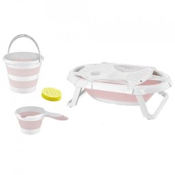 Set de baie cu 5 piese si cadita pliabila babyjem (culoare: bleu)