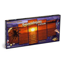 Kit pictura pe numere schipper apus in caraibe, 5 tablouri