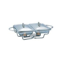 Set vase termorezistente, dreptunghiulare in suport cromat, lumanari si capac inox inclus, bh1383