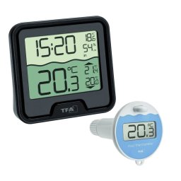 Termometru si higrometru digital de camera cu senzor wireless pentru piscina marbella, negru, tfa 30.3066.01