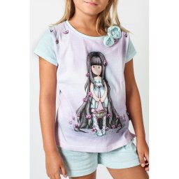 Pijama copii cu tricou Gorjuss Rosebud, scurte