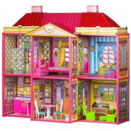 Casuta de papusi, cu 128 de elemente din carton si plastic, ecotoys hc33423 PRODUS RESIGILAT
