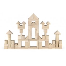 Set cuburi de construit jumbo, 75 buc natur (3,5 cm), viga
