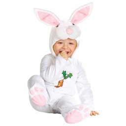 Costum bebe iepuras alb