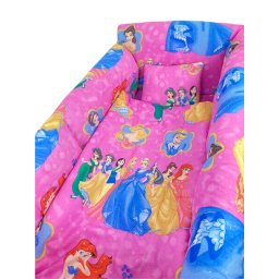 Lenjerie de pat bebelusi cn 120x60 cm cu aparatori maxi deseda printese din poveste
