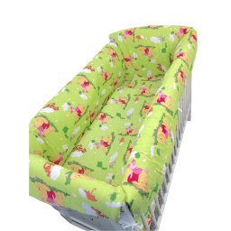 Lenjerie de pat bebelusi cn 120x60 cm cu aparatori maxi deseda winnie pe verde