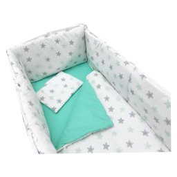 Lenjerie de pat bebelusi 120x60 cm cu aparatori laterale pufoase deseda somn lin
