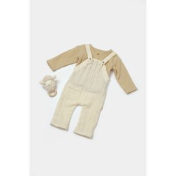 Set bluza si salopeta, winter muselin, 100% bumbac - stone, babycosy (marime: 6-9 luni)