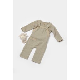 Set bluza si salopeta, winter muselin, 100% bumbac - verde, babycosy (marime: 18-24 luni)