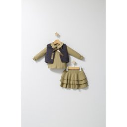 Set 3 piese: fustita, bluzita si vestuta eleganta pentru bebelusi fun penguin, tongs baby (culoare: gri, marime: 9-12 luni)
