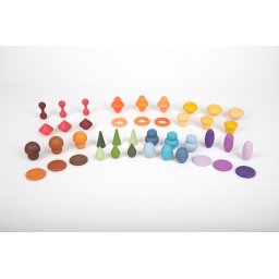 Set de 42 forme din lemn colorate pentru activitati educative Comorile Padurii