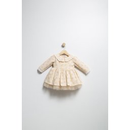Rochita eleganta pentru fetite elbise, tongs baby, cu tulle si volane (culoare: crem, marime: 9-12 luni)