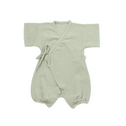 Salopeta petrecuta din muselina, babycosy, 100% bumbac organic, verde (marime: 6-9 luni)