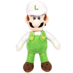 Jucarie din plus luigi fire (sapca alba), super mario, 38 cm