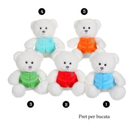 Ursulet alb - jucarie din plus cu vesta 24 cm