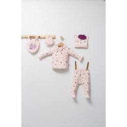 Set de 5 piese pentru nou nascut paris love, tongs baby (culoare: somon)