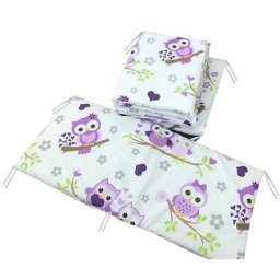 Aparatori laterale protectii laterale pat pufoase 140x70 cm h39cm deseda bufnite cu violet