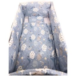 Set 4 aparatori protectii laterale pat pufoase 140x70 cm h39cm deseda norisori cu luna albastrii