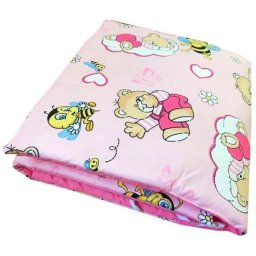 Aparatori laterale protectii laterale pat pufoase 140x70 cm h35cm deseda ursuleti cu albinute pe roz