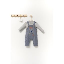 Set cu salopeta si bluzita pentru bebelusi monster, tongs baby (culoare: gri, marime: 9-12 luni)