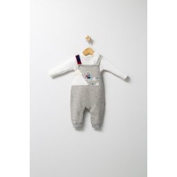 Set cu salopeta si bluzita pentru bebelusi mountain, tongs baby (culoare: gri, marime: 6-9 luni)