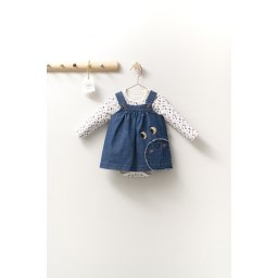 Set rochita cu body pentru fetite monster, tongs baby (marime: 18-24 luni, culoare: bleumarin)