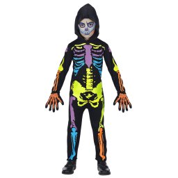 Costum schelet salopeta colorat - 5 - 7 ani / 128 cm