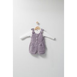 Set elegant cu salopeta si bluzita pentru bebelusi ballon, tongs baby (culoare: mov, marime: 9-12 luni)
