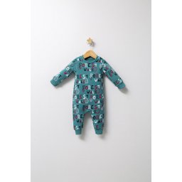Salopeta pentru bebelusi de iarna forest, tongs baby, baietei (culoare: turcoaz, marime: 6-9 luni)