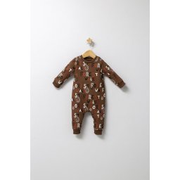 Salopeta pentru bebelusi de iarna forest, tongs baby, baietei (culoare: maro, marime: 6-9 luni)