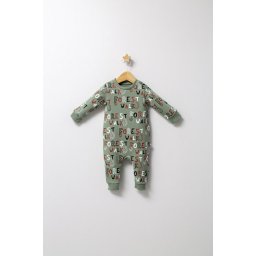 Salopeta pentru bebelusi de iarna forest, tongs baby, baietei (culoare: verde, marime: 3-6 luni)