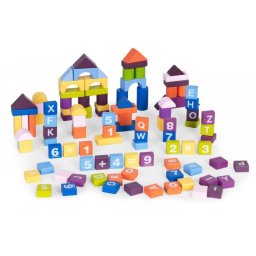 Set educational cu blocuri din lemn, 108 piese, ecotoys me434