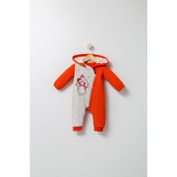 Salopeta pentru bebelusi de iarna pinguins, tongs baby (culoare: portocaliu, marime: 0-3 luni)