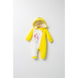 Salopeta pentru bebelusi de iarna pinguins, tongs baby (culoare: galben, marime: 6-9 luni)