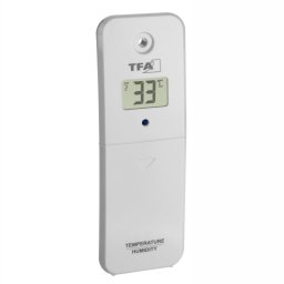 Transmitator wireless digital pentru temperatura si umiditate, afisaj lcd, alb, compatibil marbella, tfa 30.3239.02