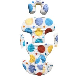 Set perne din bumbac pentru scaun auto copii si bebelusi deluxe - buline colorate