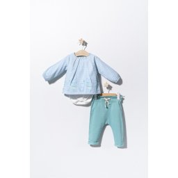 Set bluzita de vara cu pantalonasi pentru bebelusi cats, tongs baby (culoare: albastru, marime: 9-12 luni)