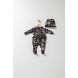 Set salopeta cu caciulita cu volanas pentru bebelusi fun penguin, tongs baby (culoare: gri, marime: 0-3 luni)