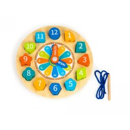 Jucarie educativa din lemn 3 in 1 tip ceas ecotoys ph05i006