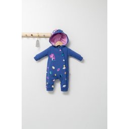Salopeta cu gluga pentru bebelusi colorful autum, tongs baby (culoare: albastru, marime: 6-9 luni)
