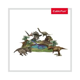 Cubic fun - puzzle 3d+brosura-parcul dinozaurilor 43 piese