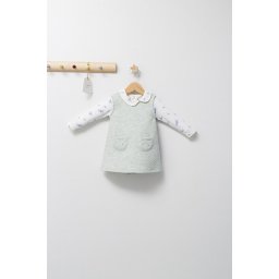 Set elegant cu sarafan si body pentru bebelusi paris love, tongs baby (culoare: vernil, marime: 9-12 luni)