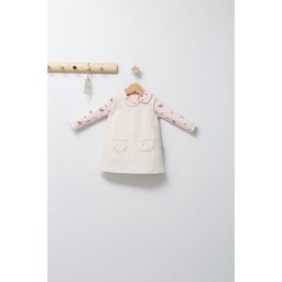 Set elegant cu sarafan si body pentru bebelusi paris love, tongs baby (culoare: somon, marime: 9-12 luni)