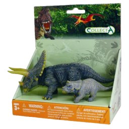 Set de 2 figurine pictate manual Triceratops cu pui 89312