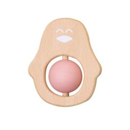 Jucarie naturala pentru dentitie pinguin roz