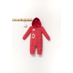 Salopeta pentru bebelusi scufita rosie, tongs baby (marime: 6-9 luni, culoare: corai)