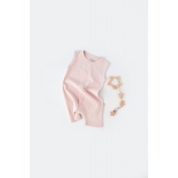 Salopeta fara maneci si panataloni scurti - 100% bumbac organic - roz, baby cosy (marime: 3-6 luni)